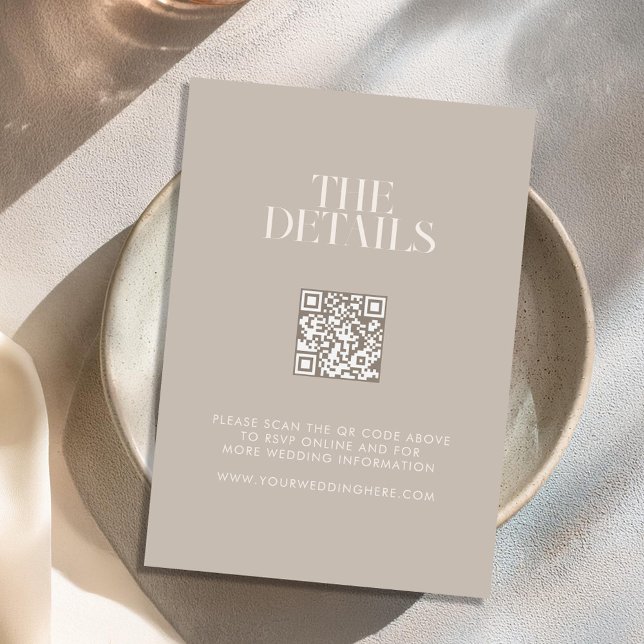 Moderne Minimalistische Taupe Beige Chic Wedding Begleitkarte (Von Creator hochgeladen)