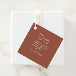 Moderne Minimalistische Terracotta Begrüßungsmarke Geschenkanhänger