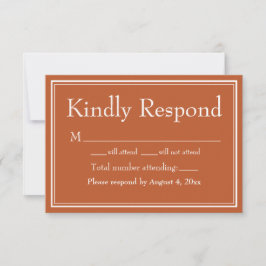 Moderne Minimalistische Terracotta RSVP Card Dankeskarte