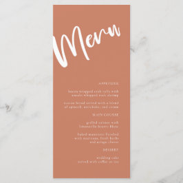 Moderne Minimalistische Terracotta Wedding Menu Menükarte