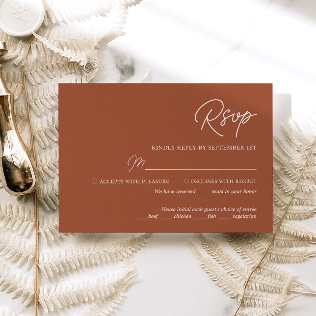 Moderne Minimalistische Terracotta Wedding RSVP Ca (Von Creator hochgeladen)
