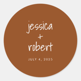 Moderne Minimalistische Terracotta Wedding Runder Aufkleber