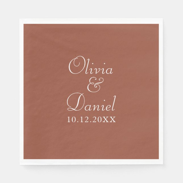 Moderne Minimalistische Terracotta Wedding Serviette (Vorderseite)