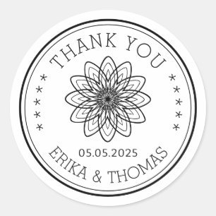 Moderne minimalistische Thank You Liniengrafik Blu Runder Aufkleber