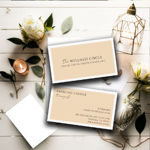 Moderne Minimalistische Therapeutin Peach Cream Visitenkarte