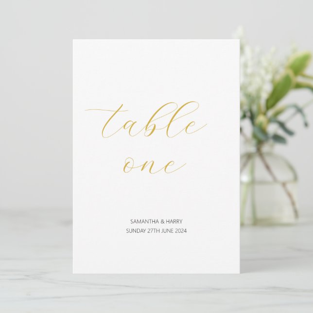 Moderne Minimalistische Tischnummer für Hochzeiten (Stehend Vorderseite)