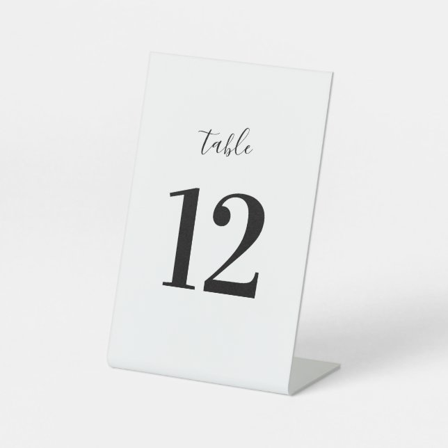 Moderne Minimalistische Tischnummer Sockelschild (Vorderseite)