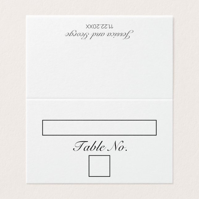 Moderne Minimalistische Tischnummer und Name Card (Außenseite Aufgefaltet)