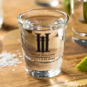 Moderne Minimalistische Trauzeuge-Hochzeitmonogram Schnapsglas