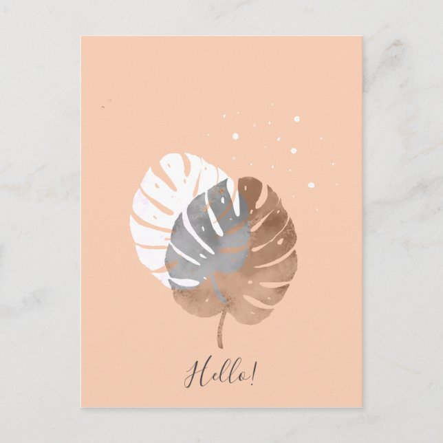 Moderne minimalistische tropische Blätter zur Vera Postkarte (Vorderseite)