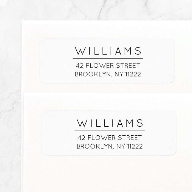 Moderne Minimalistische Typografie 01 Rücksendeadr (Modern simple minimal typography black and white return address label with fine line.)
