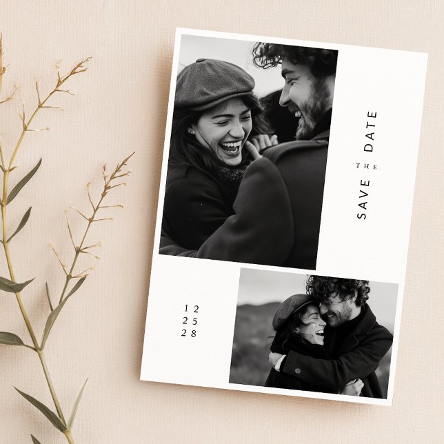 Moderne Minimalistische Typografie 2 Foto Wedding Save The Date (Von Creator hochgeladen)