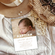 Moderne Minimalistische Typografie Baby Foto Taufe