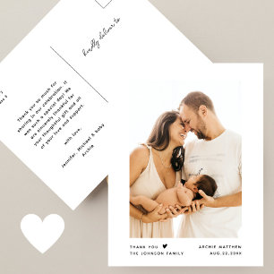 Moderne minimalistische Typografie Baby Shower Fot Postkarte