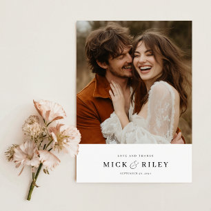 Moderne Minimalistische Typografie-Foto-Hochzeit Dankeskarte