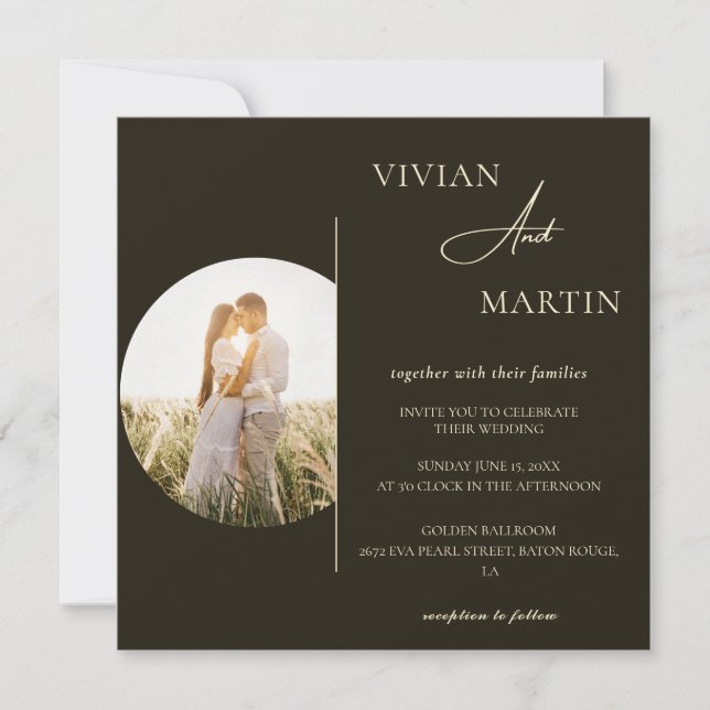 Moderne Minimalistische Typografie-Foto-Hochzeit Einladung (Vorderseite)