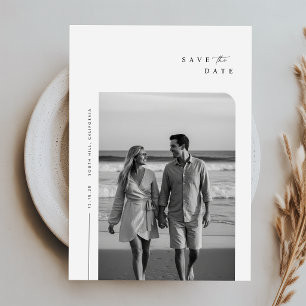 Moderne minimalistische Typografie Foto-Hochzeit Save The Date