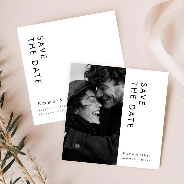 Moderne Minimalistische Typografie-Foto-Hochzeit Save The Date (Von Creator hochgeladen)