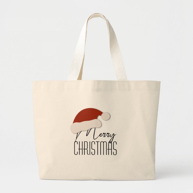 Moderne Minimalistische Typografie frohe Weihnacht Jumbo Stoffbeutel (Vorne)