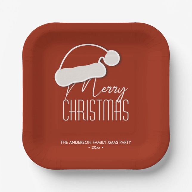 Moderne Minimalistische Typografie Frohe Weihnacht Pappteller (Vorderseite)