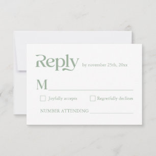 Moderne Minimalistische Typografie - Grüne Hochzei RSVP Karte