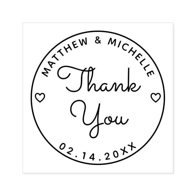 Moderne Minimalistische Typografie Hochzeit Danke Gummistempel (Prägung)