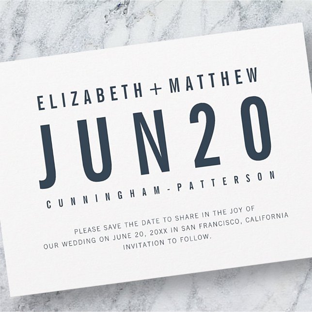 Moderne + Minimalistische Typografie-Hochzeit Save The Date (Von Creator hochgeladen)