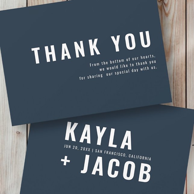 Moderne + Minimalistische Typografie Hochzeit Viel Dankeskarte (Von Creator hochgeladen)