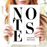 Moderne Minimalistische Typografie-Individuellen N Planer<br><div class="desc">Dieses elegante und moderne Design zeichnet sich durch fett schwarze Typografie aus, die "NOTES" in einem zeitgenössischen Split Layout buchstabiert. Das minimalistische Schwarzweiß-Farbschema macht es vielseitig und zeitlos, während der individuelle Name eine persönliche Touch hinzufügt. Ideal für Profis, Studenten oder jeden, der saubere, elegante Ästhetik schätzt. Ideal, um mit einem...</div>