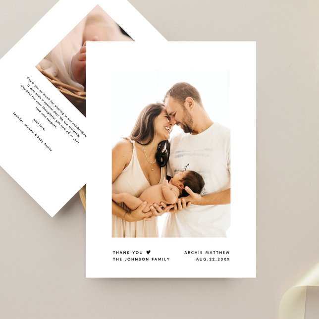 Moderne Minimalistische Typografie Kinderdusche 2  Dankeskarte (Von Creator hochgeladen)