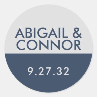 Moderne Minimalistische Typografie Navy Blue Gray  Runder Aufkleber