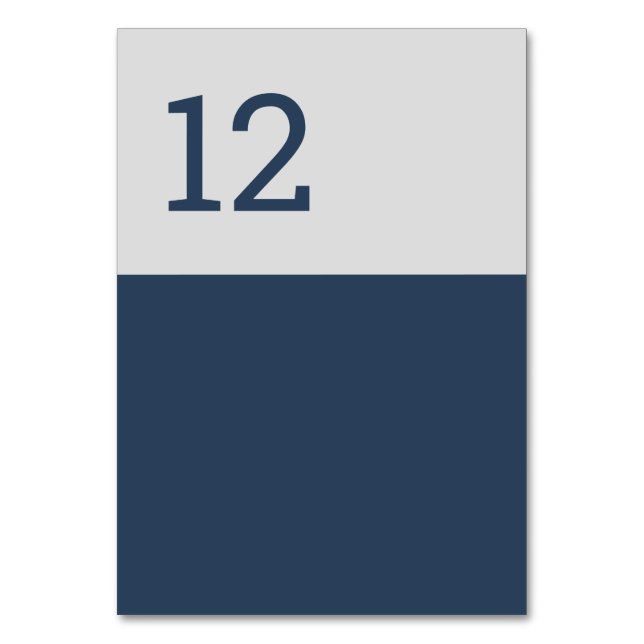 Moderne Minimalistische Typografie Navy Blue Gray Tischnummer (Vorderseite)