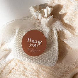 Moderne Minimalistische Typografie Terracotta Wedd Runder Aufkleber