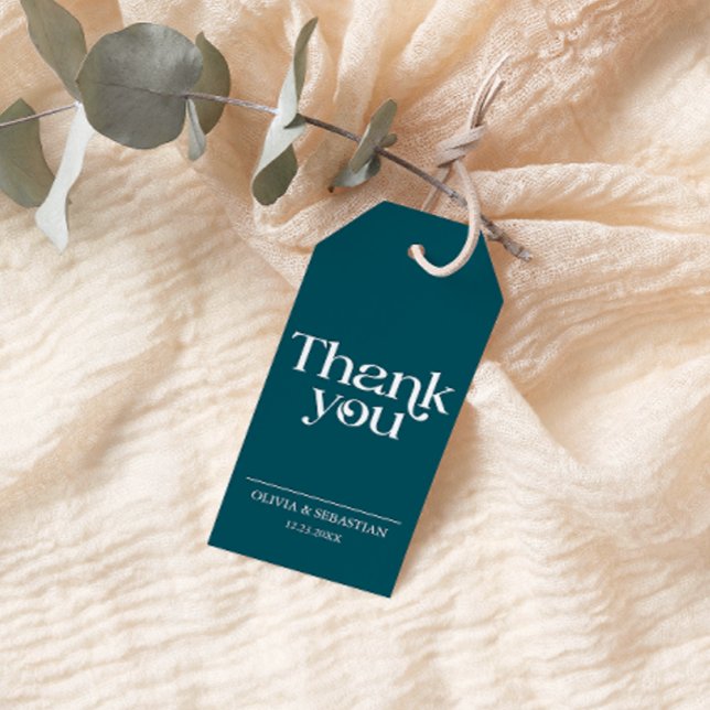 Moderne Minimalistische Typografie Tiefe Aquamarin Geschenkanhänger (Von Creator hochgeladen)