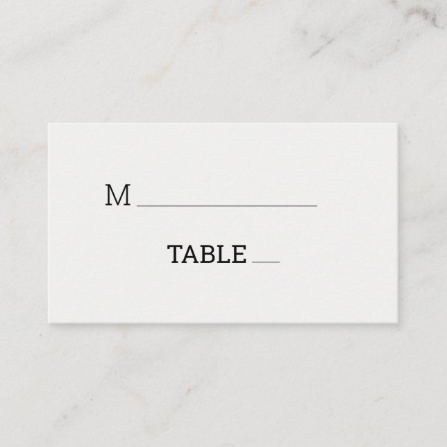 Moderne Minimalistische Typografie verblasstes Fot Platzkarte (Vorderseite)