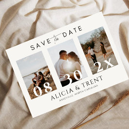 Moderne minimalistische Überlagerung für 3 Fotos u Save The Date