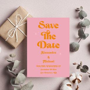 Moderne Minimalistische Vibrand Orange und rosa Ho Save The Date