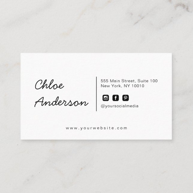 Moderne Minimalistische Visitenkarte (Rückseite)