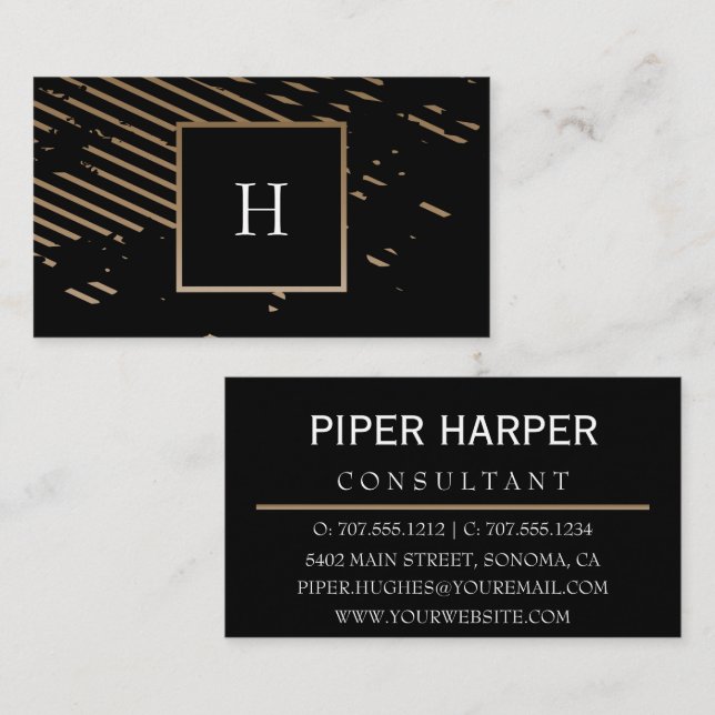 Moderne minimalistische Visitenkarte für Monogramm (Vorne/Hinten)