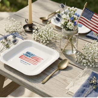 Moderne & Minimalistische Wasserfarbenflagge zum 4 Pappteller