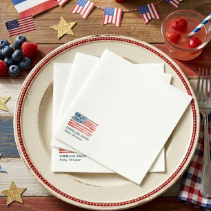 Moderne & Minimalistische Wasserfarbenflagge zum 4 Serviette