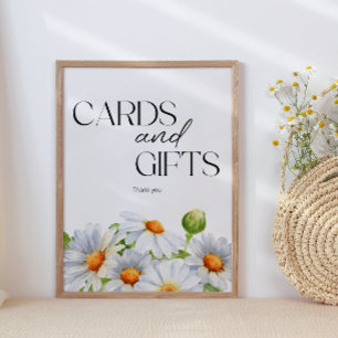 Moderne Minimalistische Watercolol Daisy-Karten un Poster