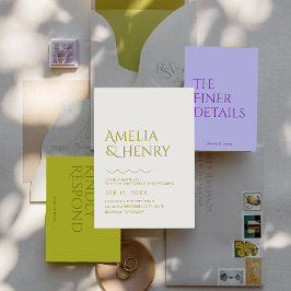 Moderne, minimalistische Wavy Edge Wedding Einladung