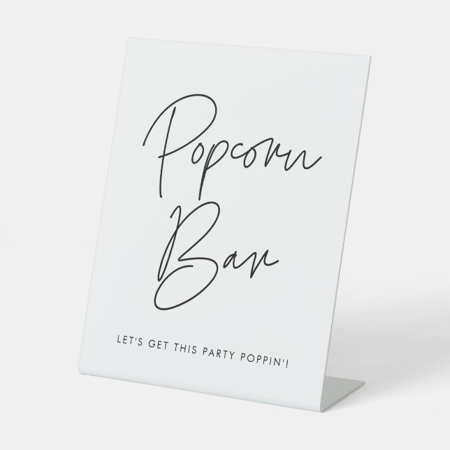 Moderne Minimalistische Wedding Popcorn Bar Sockelschild (Vorderseite)