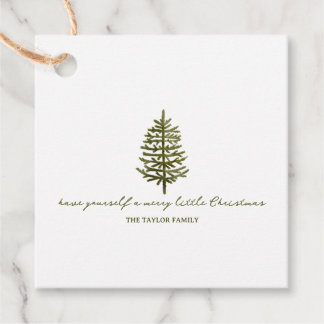 moderne minimalistische Weihnachten immergrüner Ba Geschenkanhänger