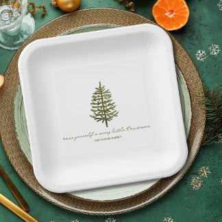 moderne minimalistische Weihnachts-Evergreen-Weihn Pappteller