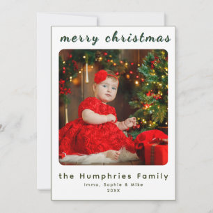 Moderne Minimalistische Weihnachts-Familienfotokar Dankeskarte