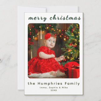 Moderne Minimalistische Weihnachts-Familienfotokar Dankeskarte