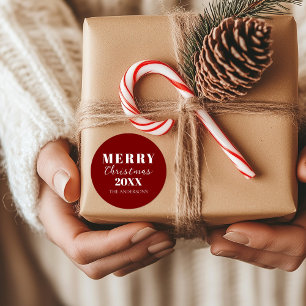 Moderne Minimalistische Weihnachts-Red Packaging Runder Aufkleber