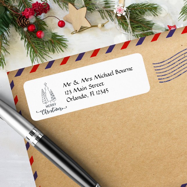 Moderne, Minimalistische Weihnachtsbaumadresse (Von Creator hochgeladen)